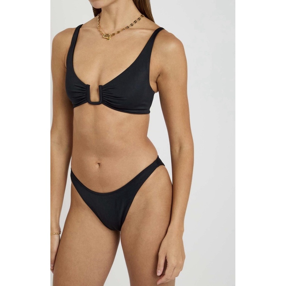 Away That Day‎ Palma Bikini Top Black NWOT Size XXL Ruched Tie Back Underwire